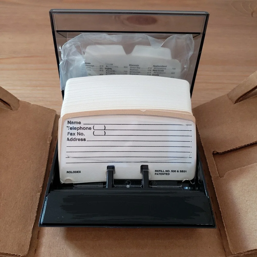 Vintage Rolodex S-300C Black Contact Organizer with Card Dividers - 1989